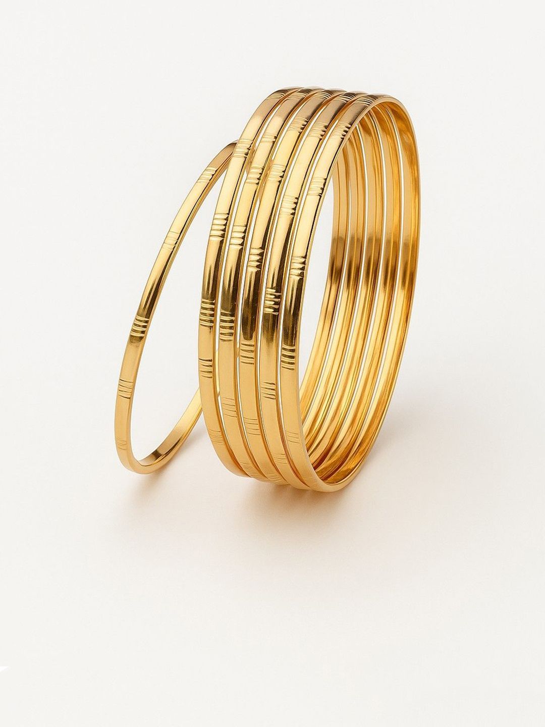 ATIBELLE Set Of 8 Gold-Plated Textured Bangles