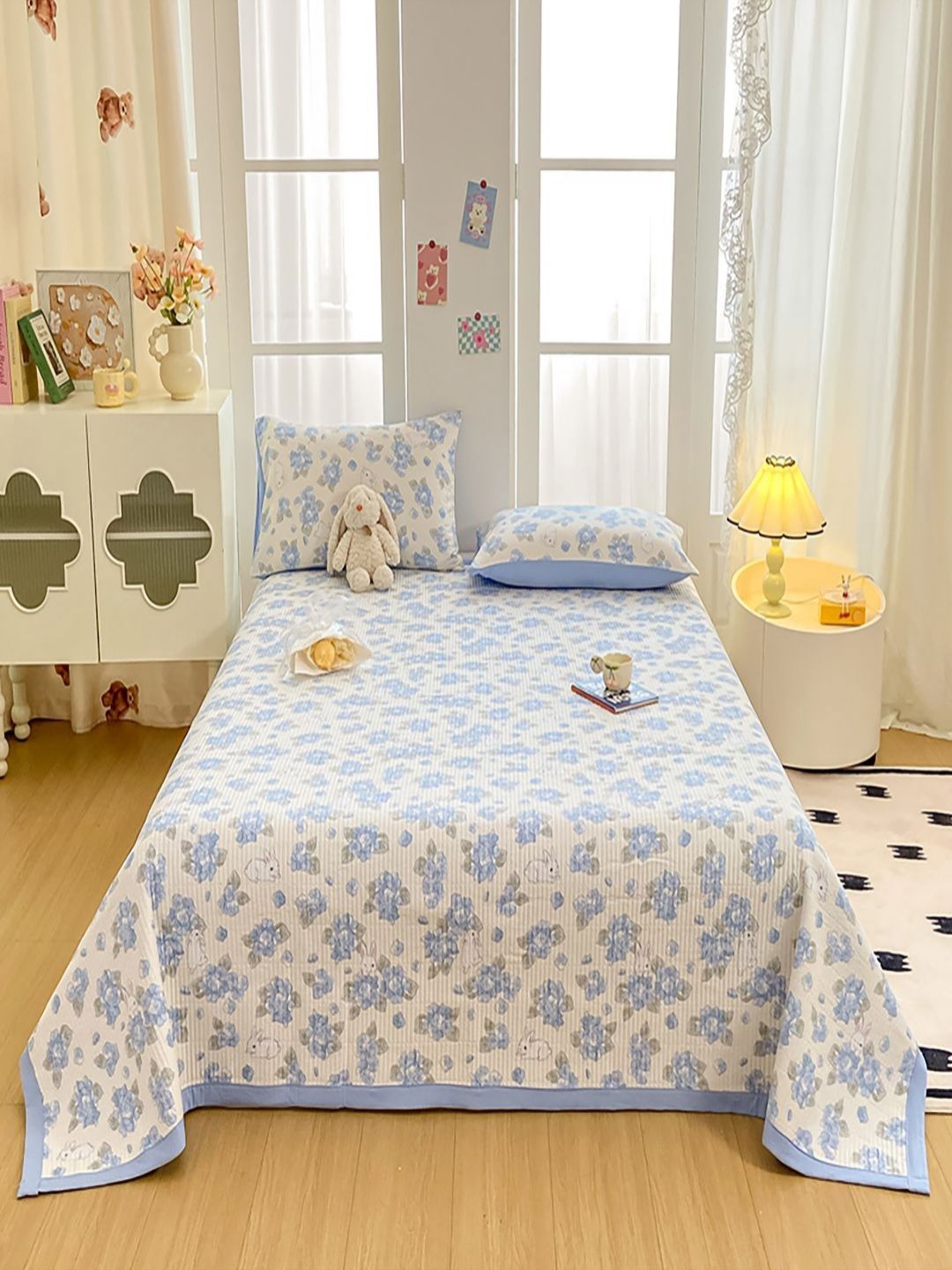 JC HOME Set Of 3 Floral Printed Single Bed Covers-picture-11