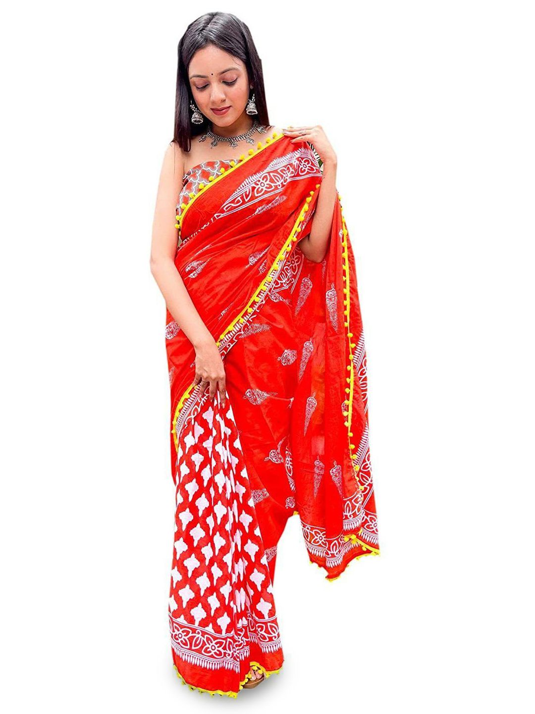Craft Musium Ethnic Motifs Printed Pure Cotton Block Print Saree-picture-20