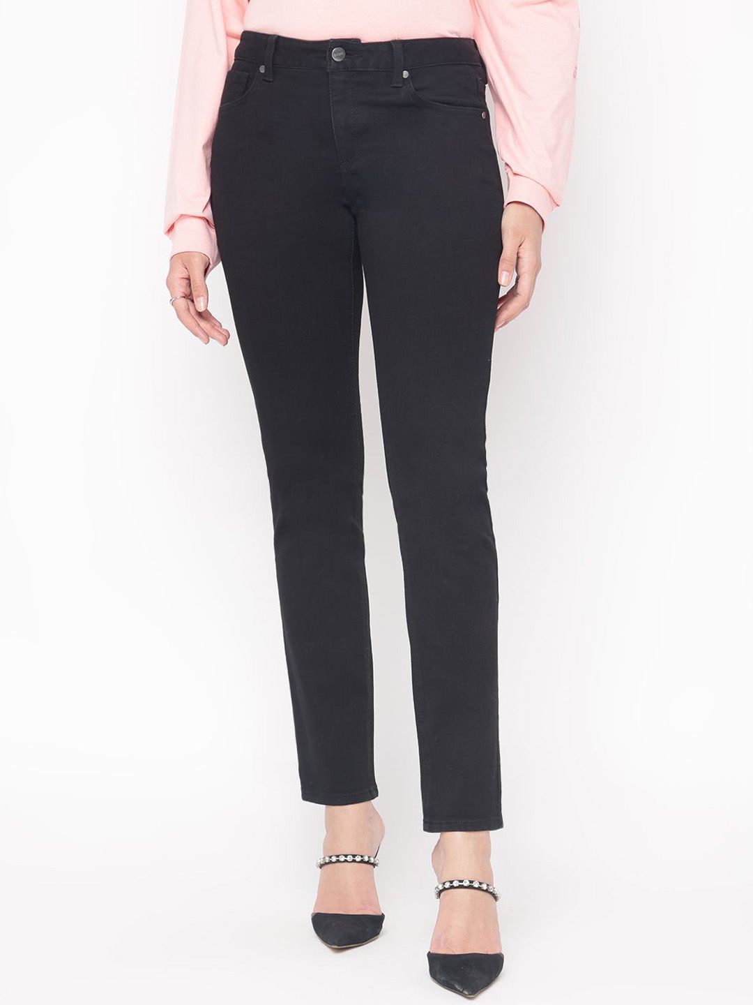 GUESS Women Black Solid Skinny Fit Jeans-picture-30