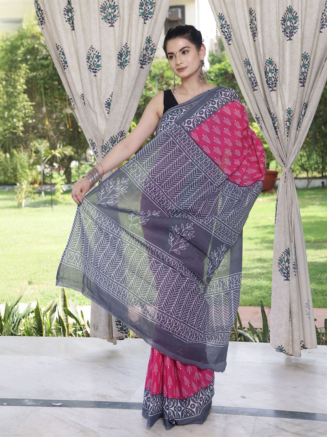 Craft Musium Ethnic Motifs Printed Pure Cotton Saree-picture-21