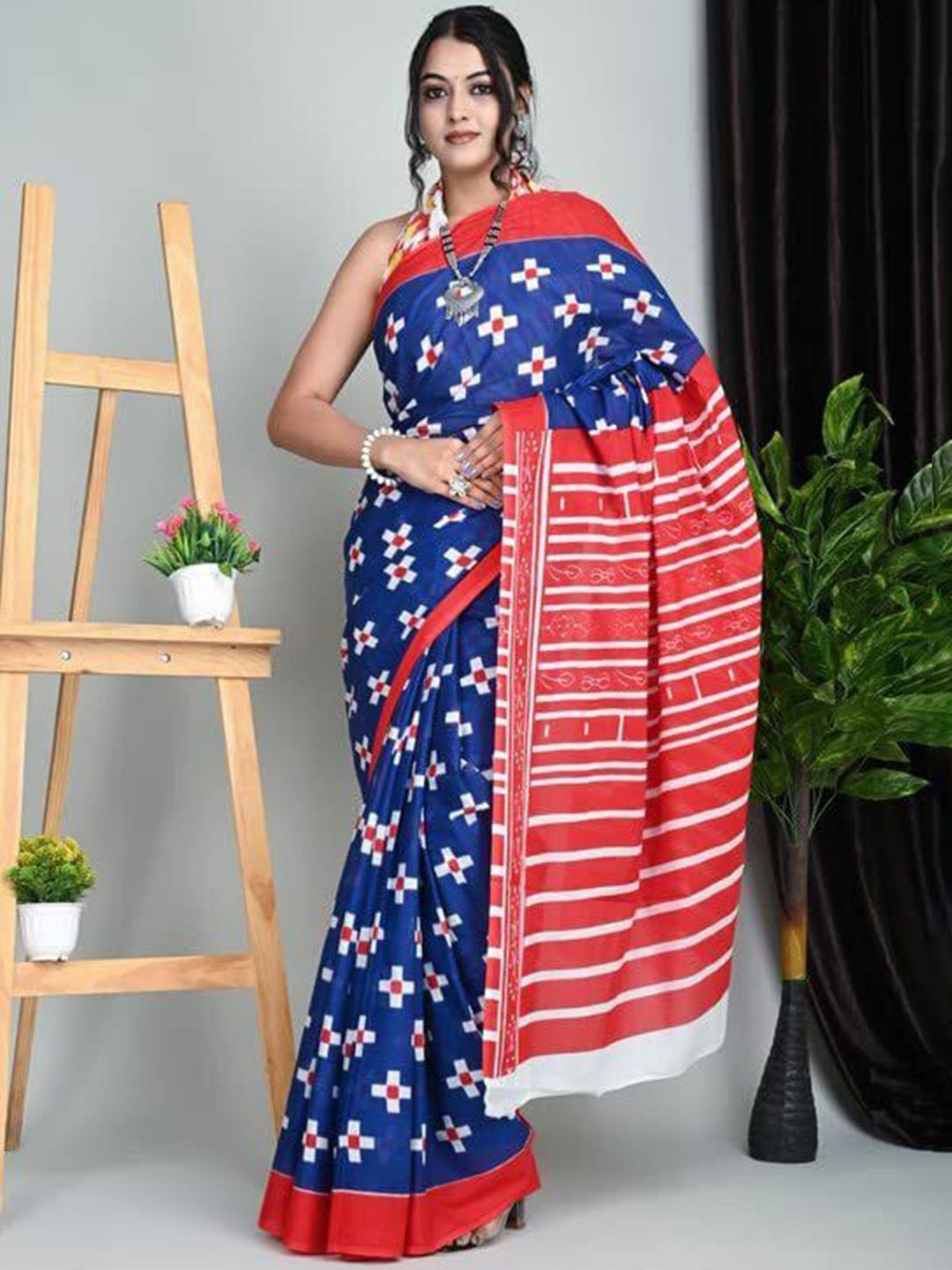 Craft Musium Floral Printed Pure Cotton Saree With Unstitched Blouse Piece-picture-10