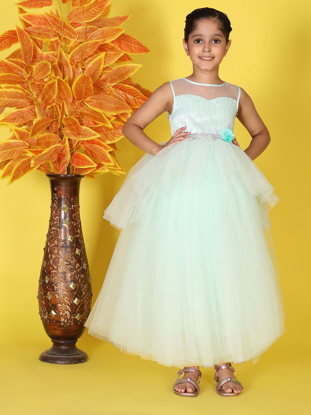 Toy Balloon kids Girls Embellished Corsage Net Fit &Flare Maxi Dress-picture-15