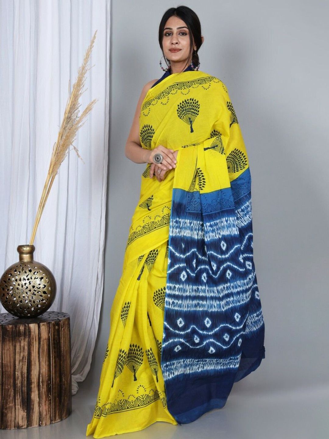 Craft Musium Floral Printed Pure Cotton Block Print Saree-picture-36