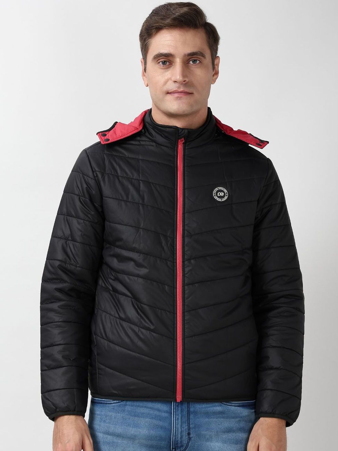 Peter England Casuals Men Hooded Solid Padded Jacket-picture-15