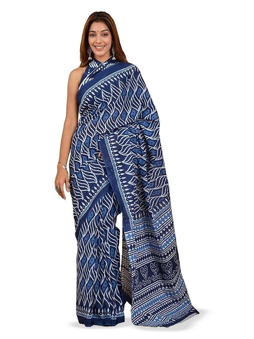 Craft Musium Floral Printed Pure Cotton Saree With Blouse-picture-21