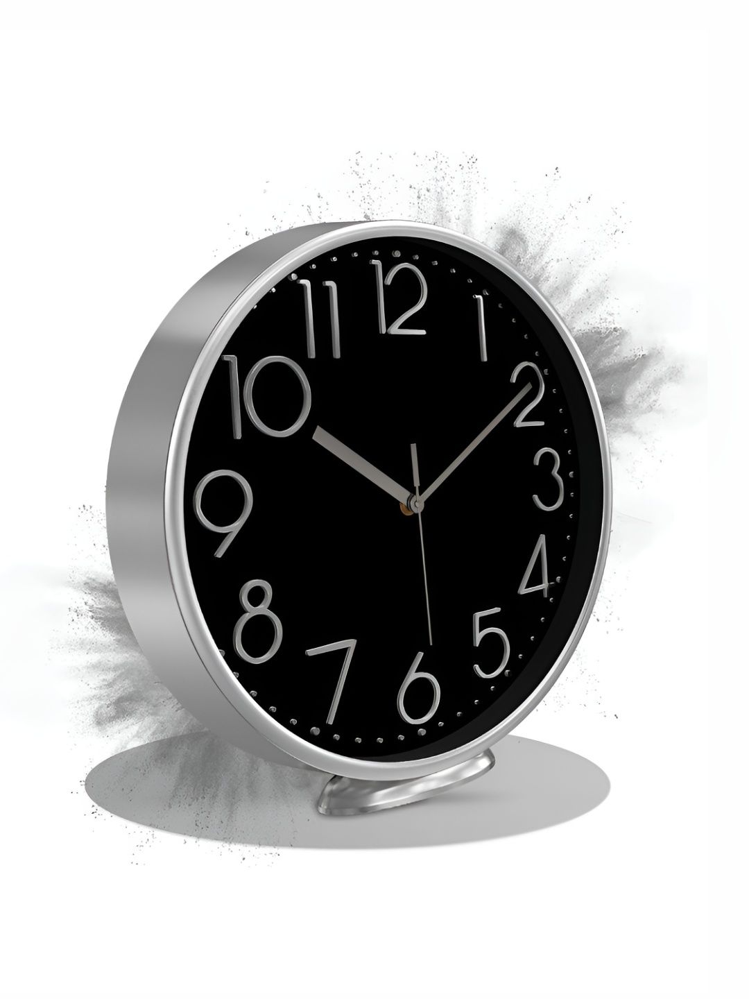 RANDOM Silver-Toned & Black Round Analogue OK To Wake Contemporary Foiling Wall Clock-picture-21
