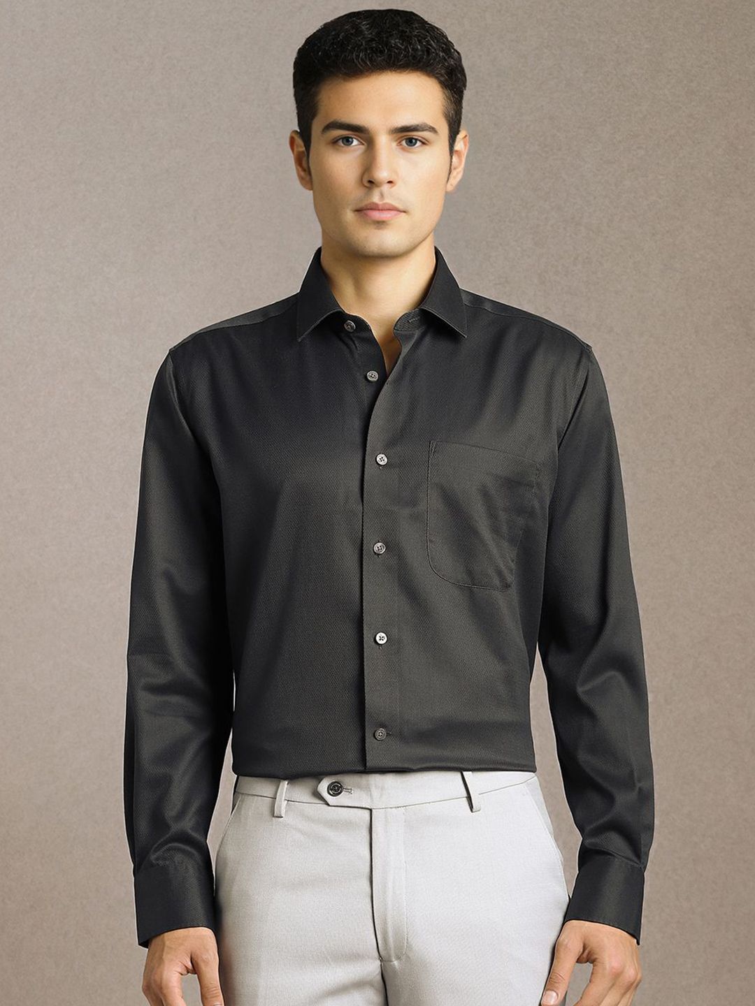Luxure by Louis Philippe Men Solid Spread Collar Pure Cotton Formal Shirt-picture-23