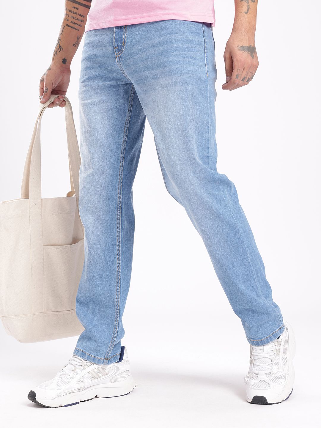 glitchez Men Relaxed Fit Embroidered Light Fade Stretchable Jeans-picture-27