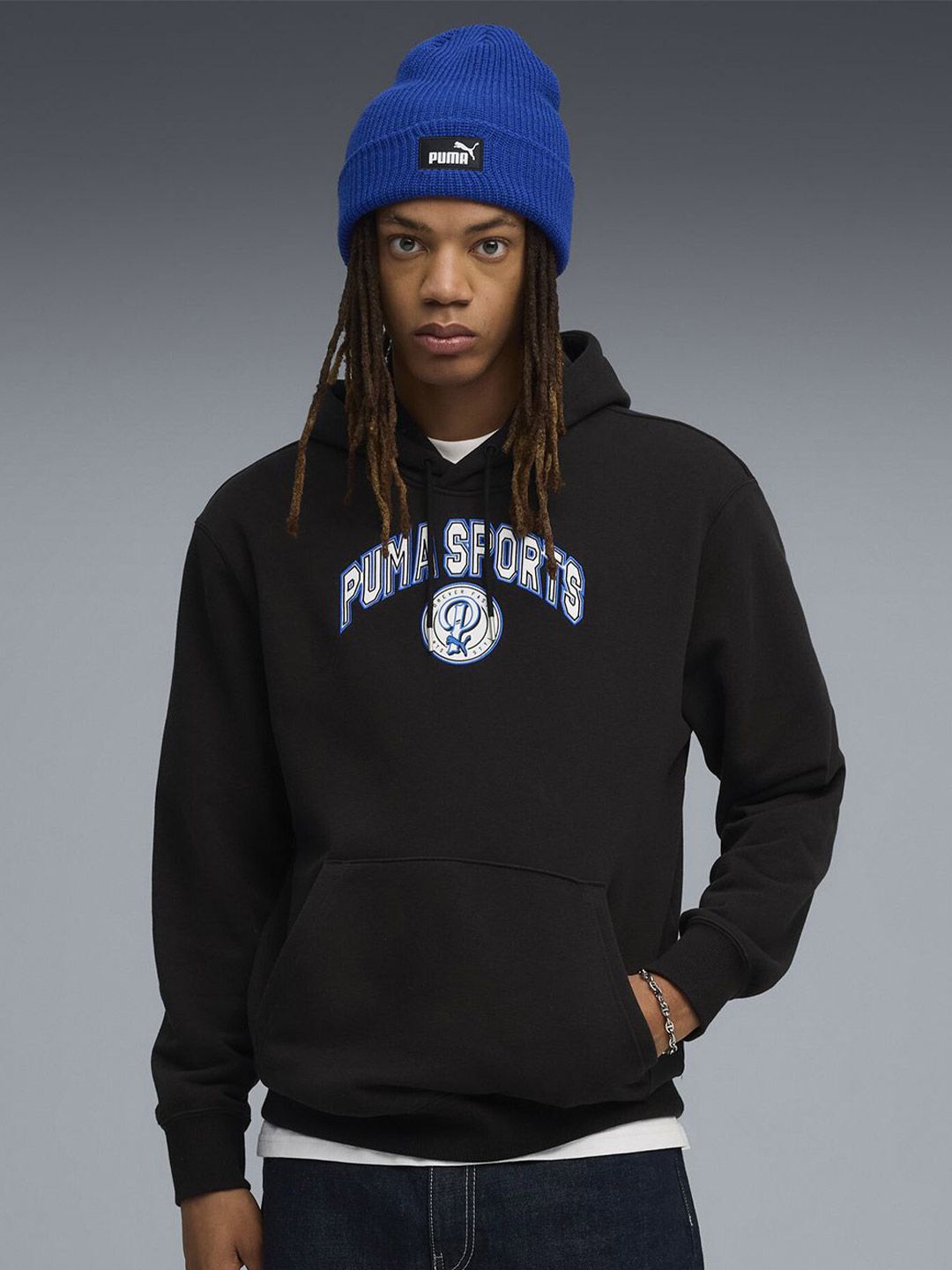 Men Logo Print Regular Fit Hoodie
