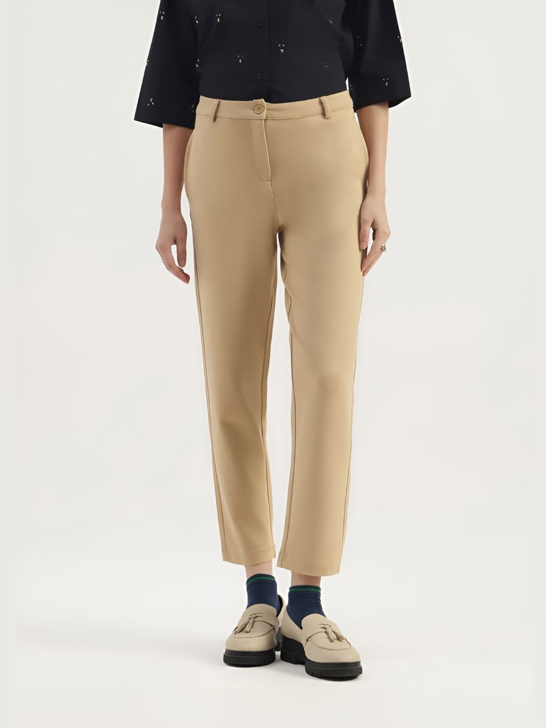 United Colors of Benetton Women Mid-Rise Cropped Regular Trousers-picture-10