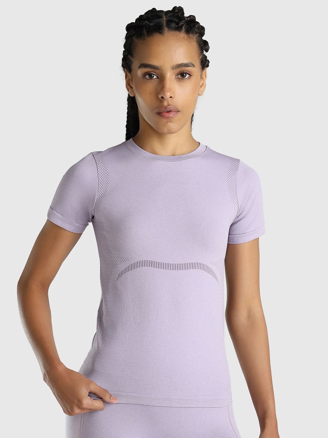 Musclemind Women Solid Round Neck Slim Fit T-shirt-picture-32