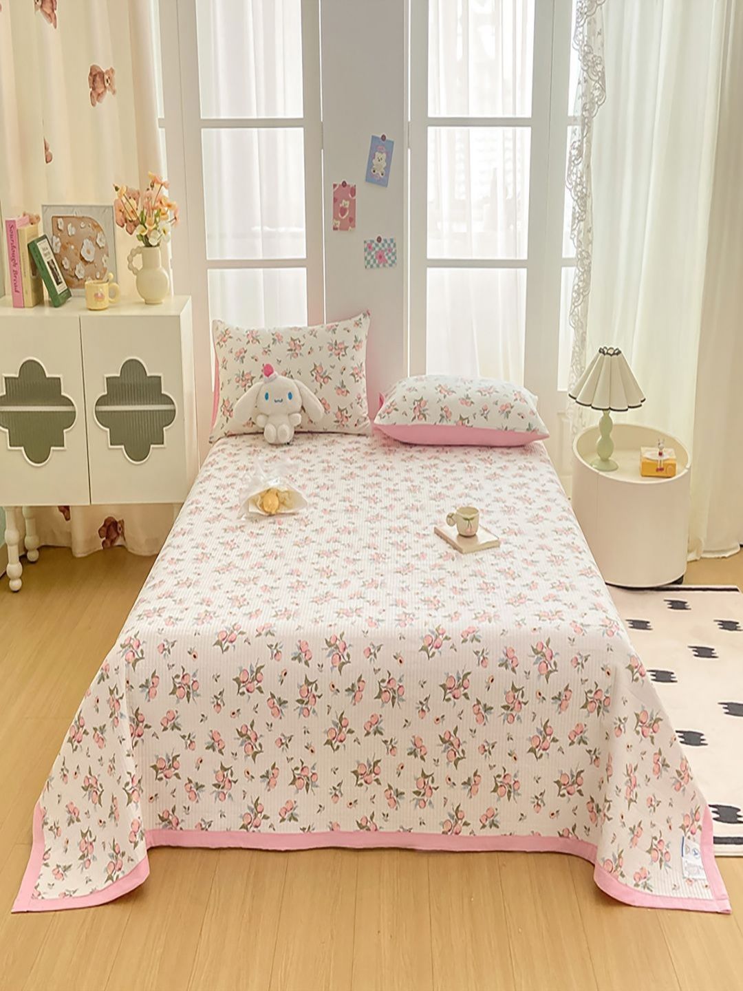 JC HOME Set Of 3 Conversational Printed Double King Size Bed Cover-image-28