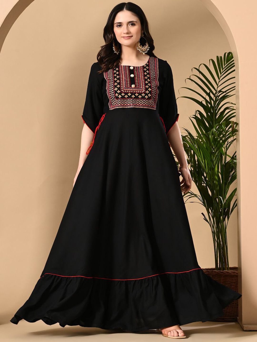 ftDiva Floral Embroidered Sequined Anarkali Gown-picture-26