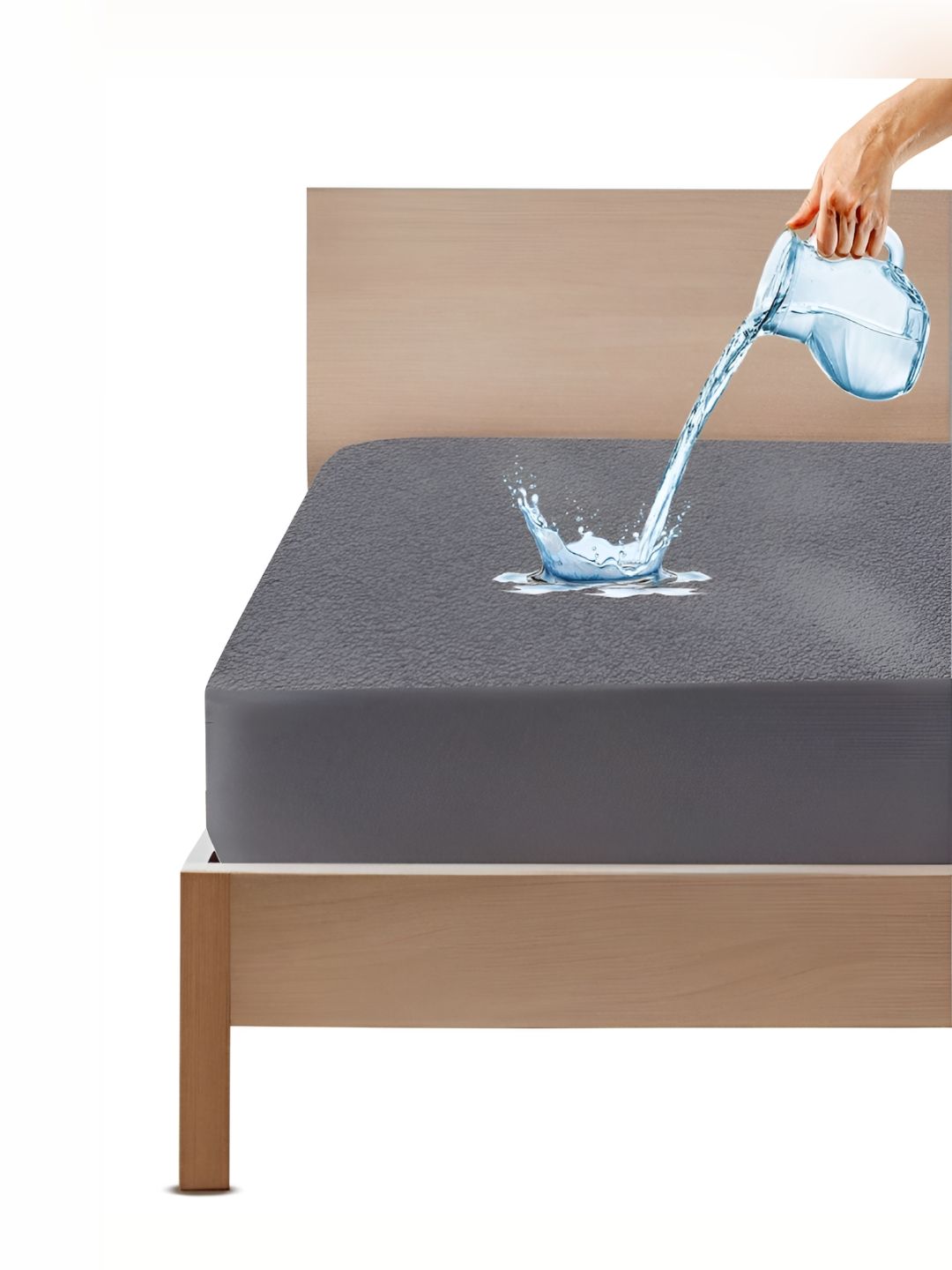 Mattress Protector Grey Cotton Waterproof Mattress Protector-image-0