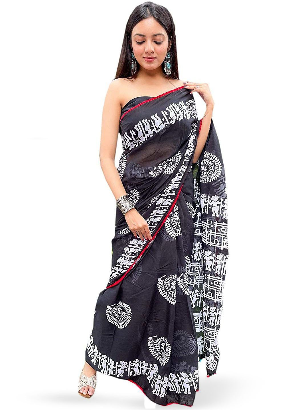 Craft Musium Ethnic Motifs Printed Pure Cotton Saree-picture-19