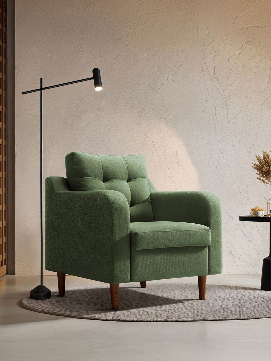 Duroflex Ease Plus Unisex - 1 Seater Sofa Premium Wooden Frame Sofa - Chive (Green)-picture-21