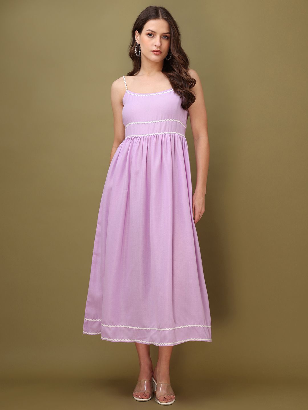 OBSHIVKA Shoulder Straps Fit & Flare Midi Dress-image-26