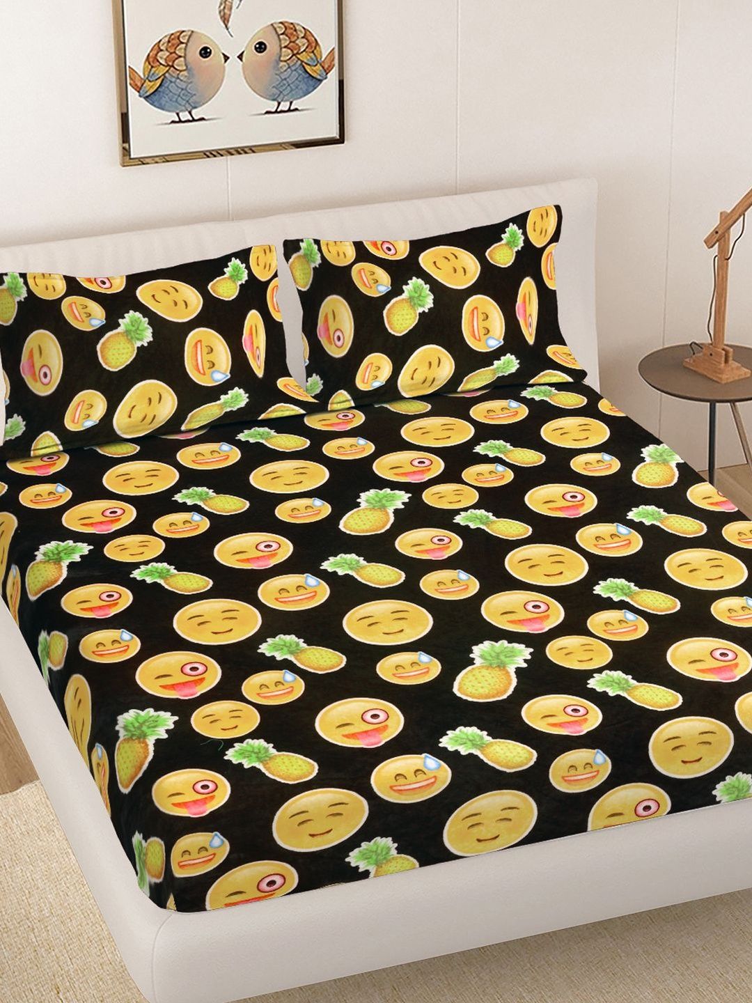 Myntra Elegant Homes Cartoon Characters Woollen 300 TC King Bedsheet with 2 Pillow Covers-picture-33
