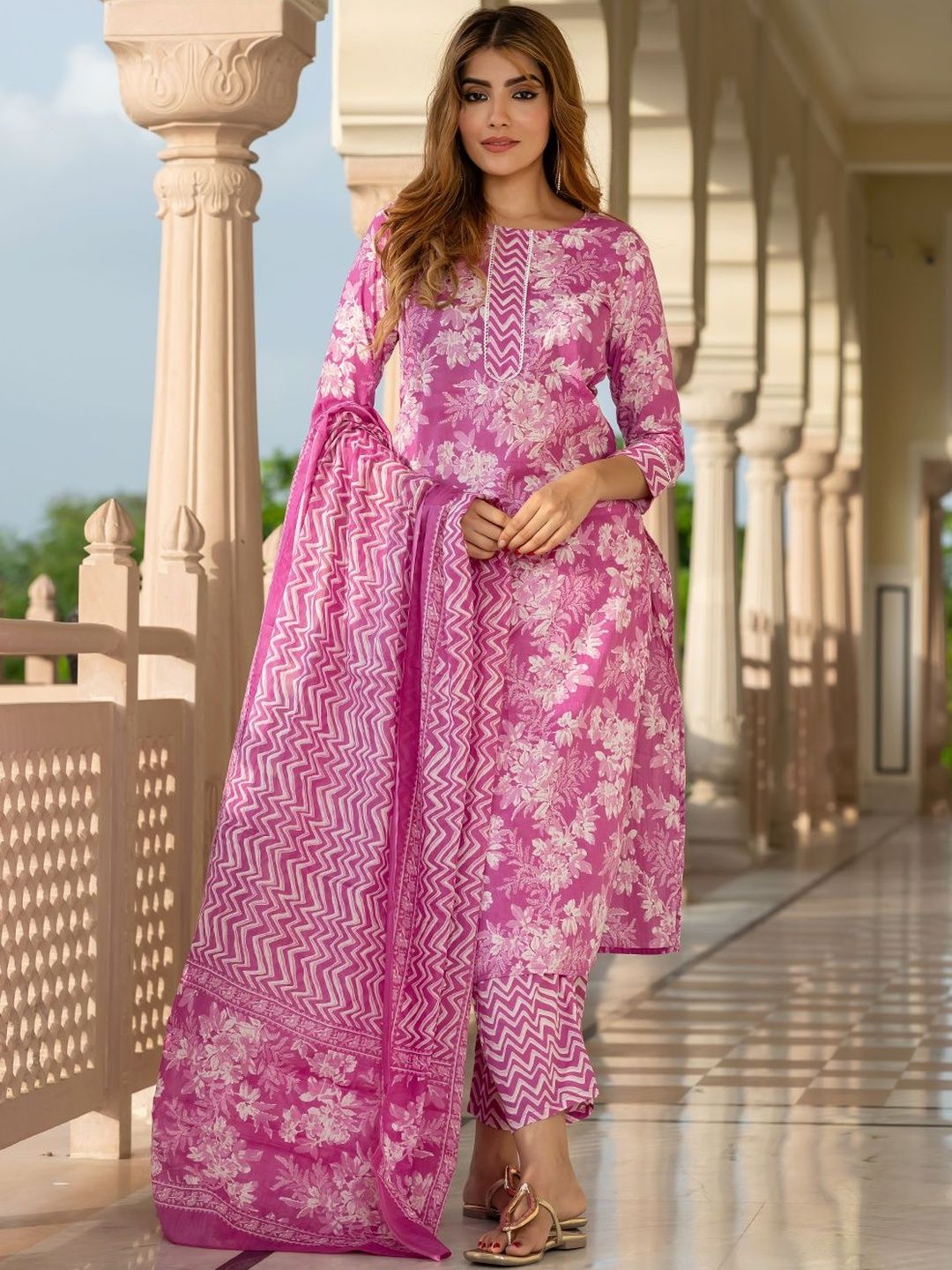 KALINI Printed Pure Cotton Kurta Set-picture-31