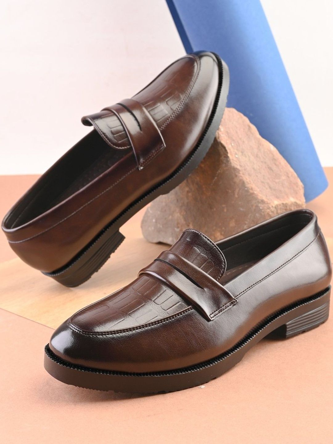 HERE&NOW Men Brown Solid Loafers-picture-23