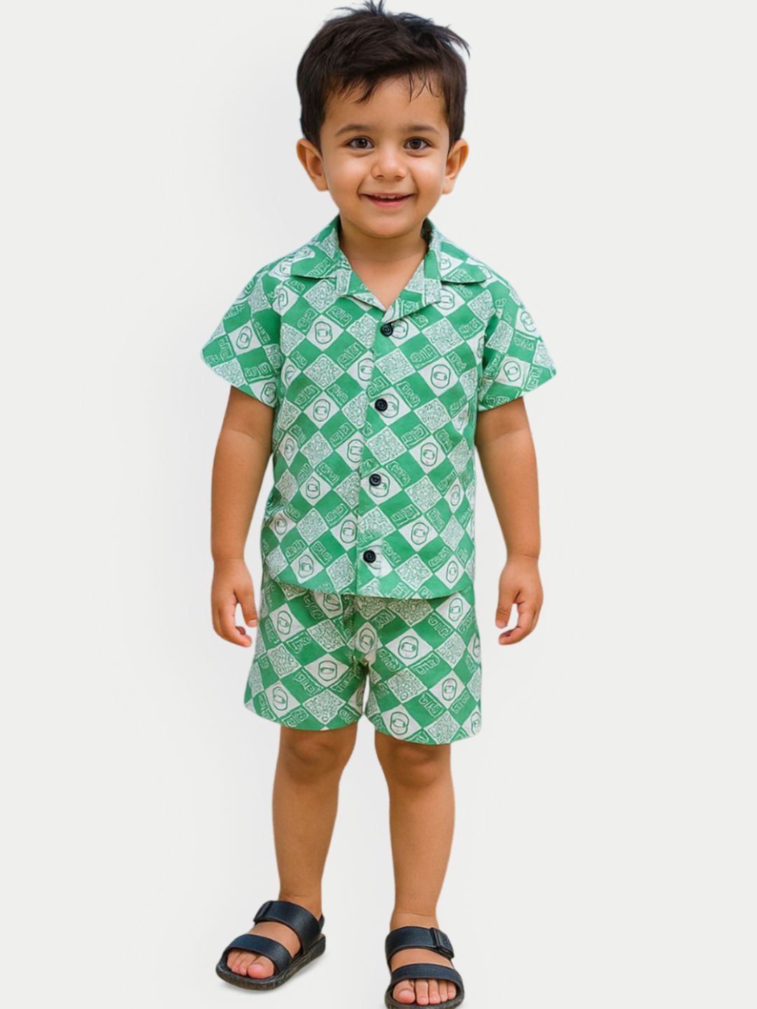 FASHION GRAB Boys Geometric Printed Pure Cotton Shirt With Shorts-picture-43