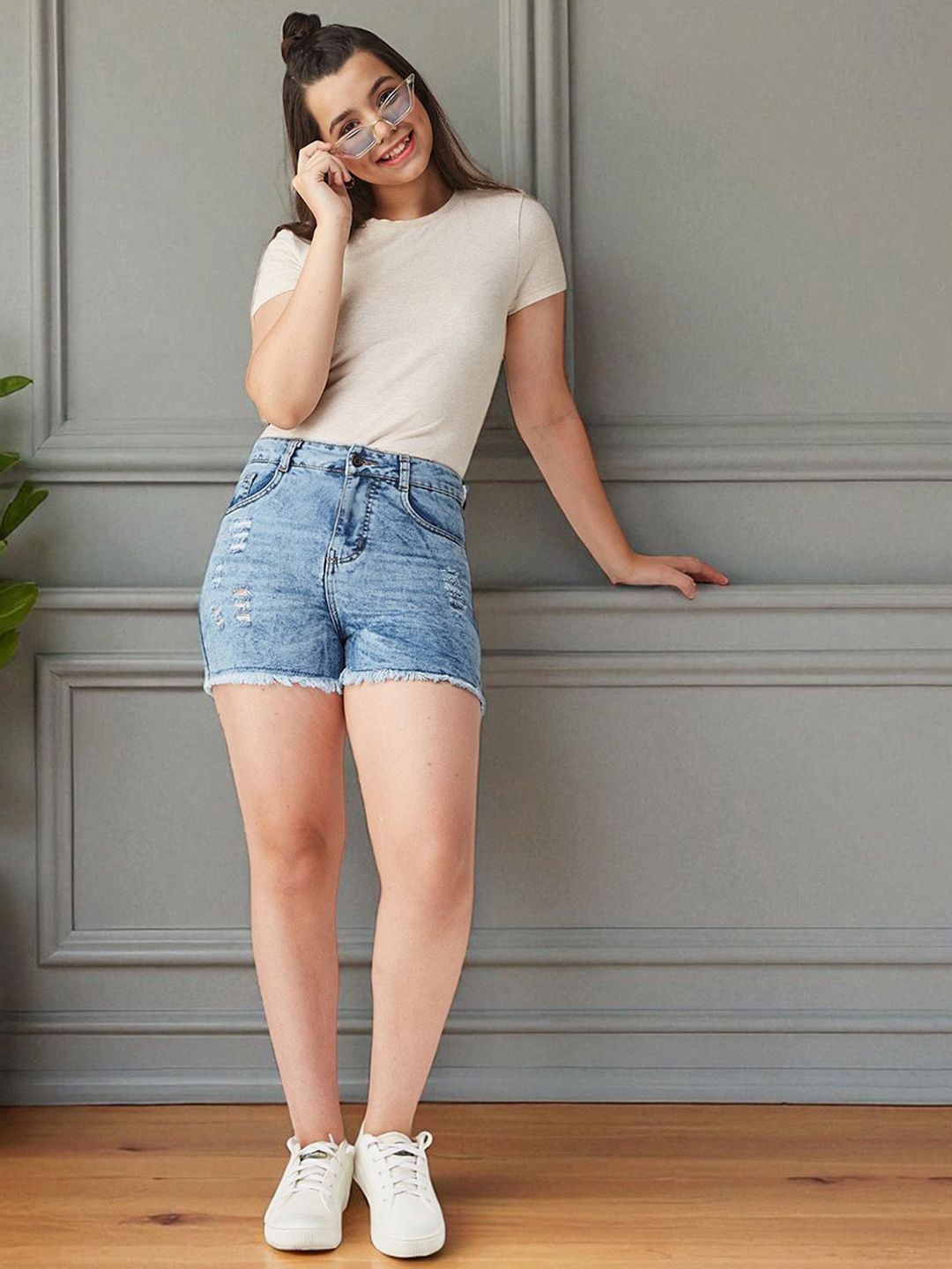 BAESD Girls Juice Tax Ripped Denim Shorts-picture-16