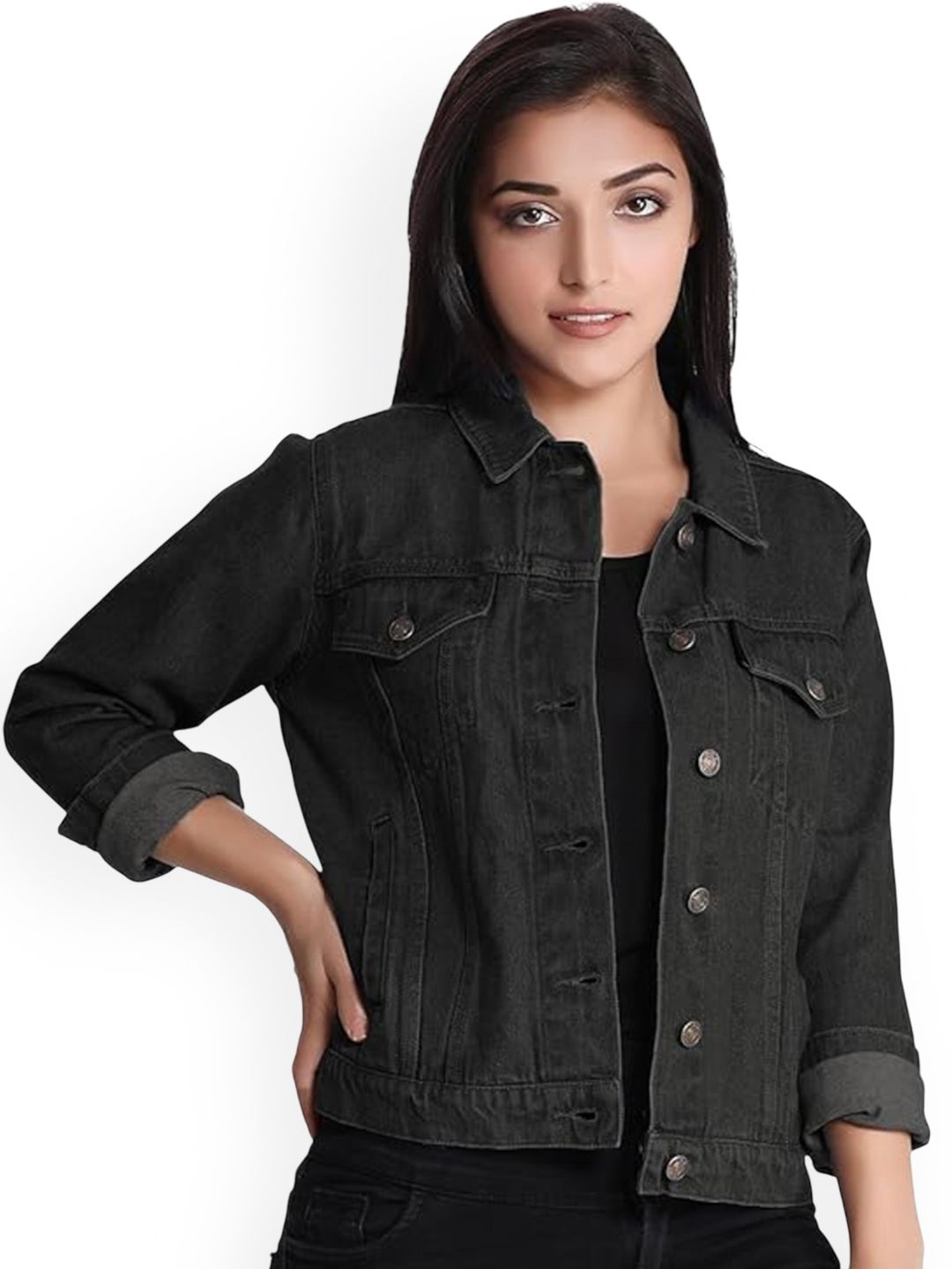 Tripursundari Fashion Lightweight Crop Denim Trucker Jacket-picture-18