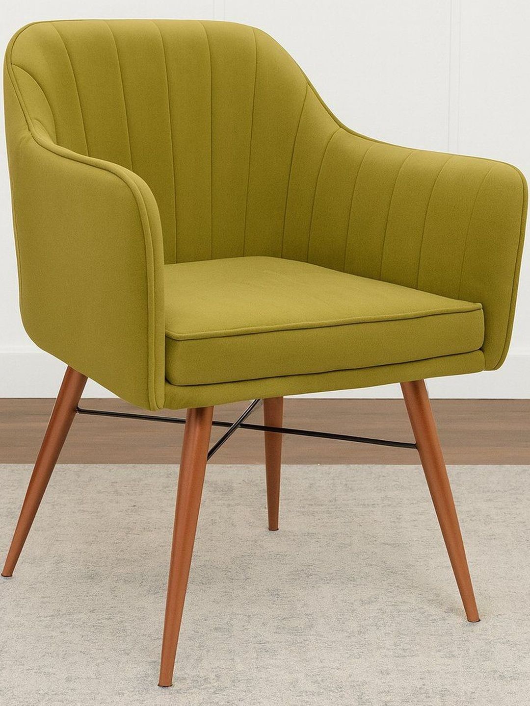 Little Extra Olive Green Velvet Armchair with Metal Legs