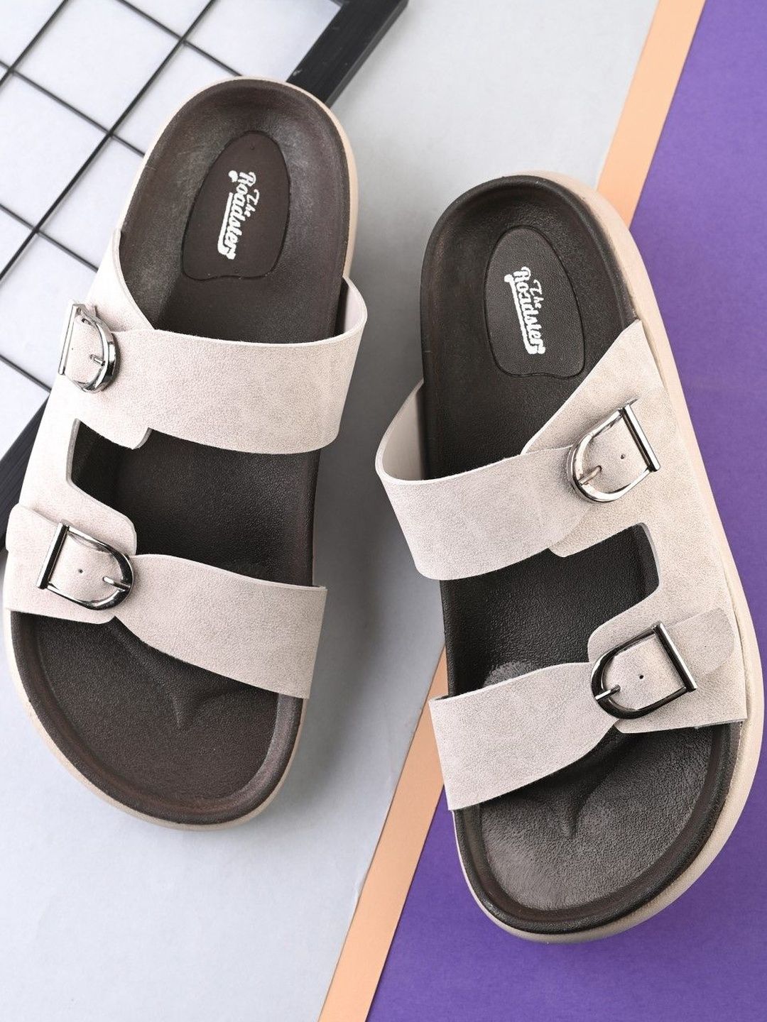 Roadster Men Beige PU Slip-On Comfort Sandals-image-30