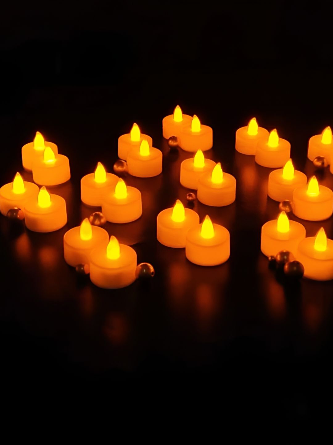 CraftVatika Yellow & White 12 Pieces Round Tea Light Candles-picture-44