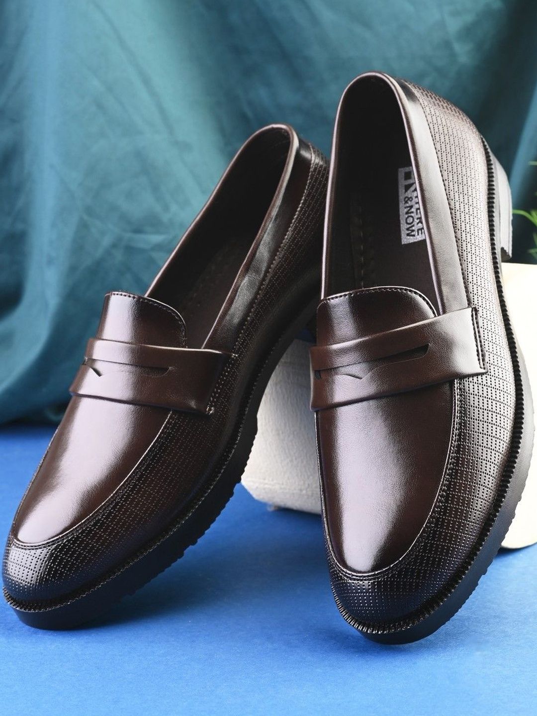 HERE&NOW Men Solid Leatherette PU Loafers-picture-53