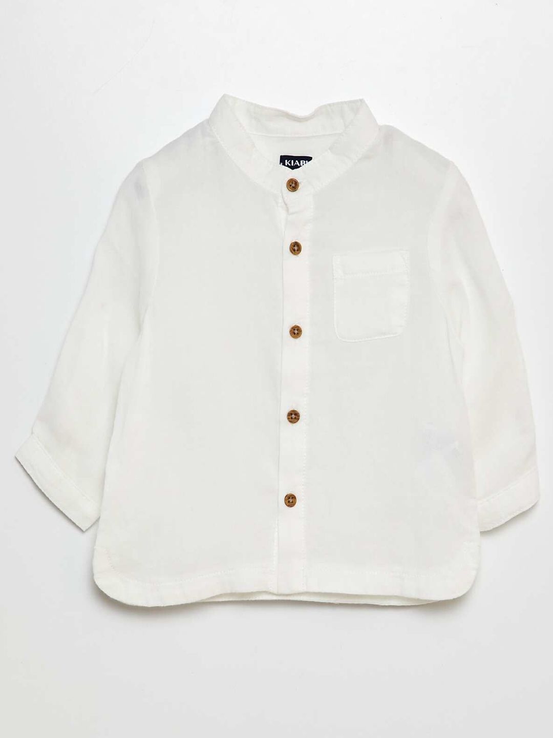 KIABI Boys Solid Band Collar Cotton Casual Shirt-picture-30