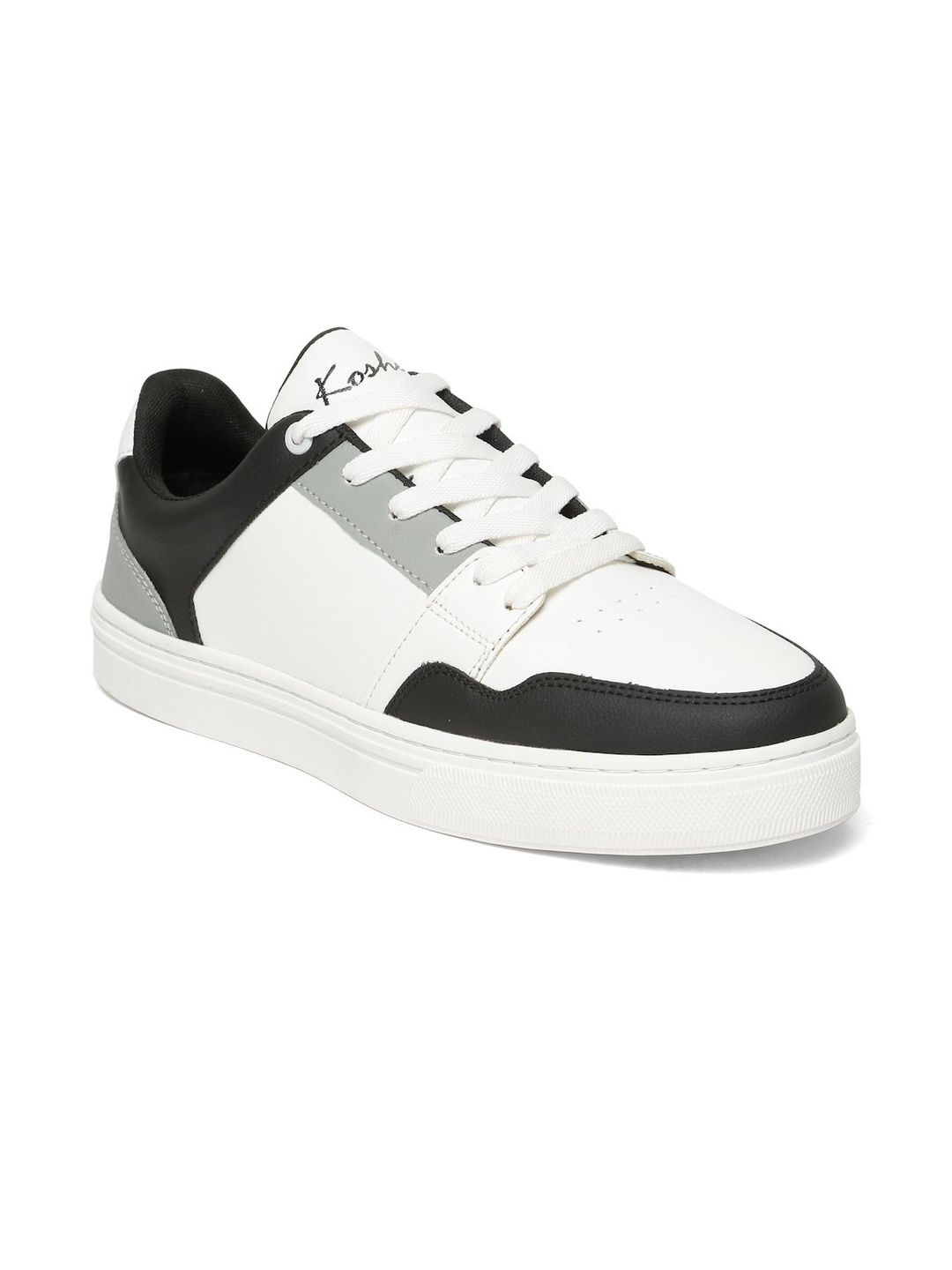 Kosher Men Synthetic Leather Lace-Ups Stylish Sneakers-image-2