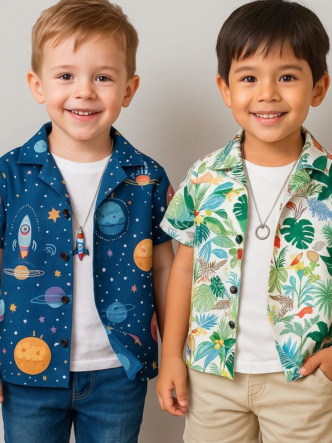 SHREE VANKIYA HANUMANJI FASHION Unisex Kids Spread Collar Casual Shirt-picture-50