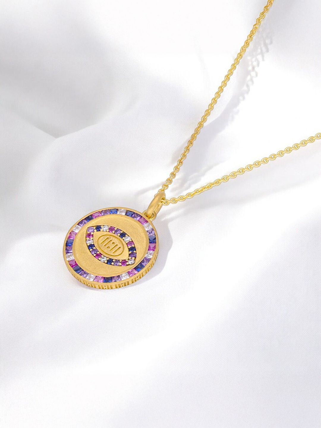 Crash.Club By CKC Silver Cubic Zirconia Studded Circular Shaped Pendant With Chain-image-47