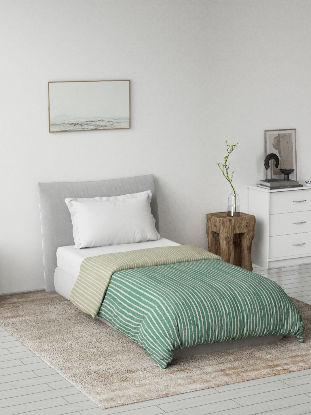 DDecor Green Striped Printed Pure Cotton Mild Winter 120 GSM Single Bed Dohar-picture-38