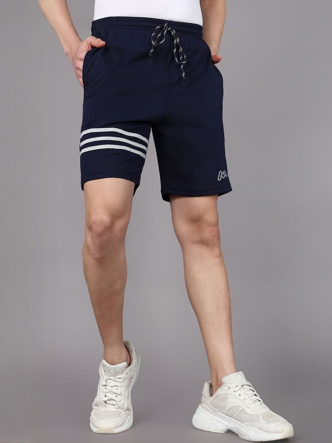 Moda Rapido Men Blue Solid Mid-Rise Cotton Drawstring Training or Gym Shorts-picture-58