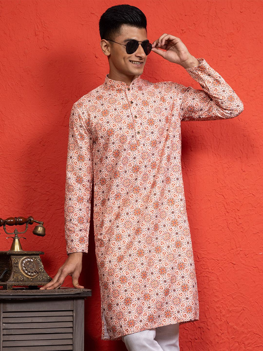 DEVOILER Ethnic Motifs Printed Mandarin Collar Cotton Straight Kurta-picture-15