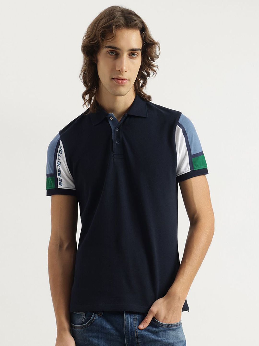 United Colors of Benetton Men Solid Polo Collar Pure Cotton T-shirt-picture-23