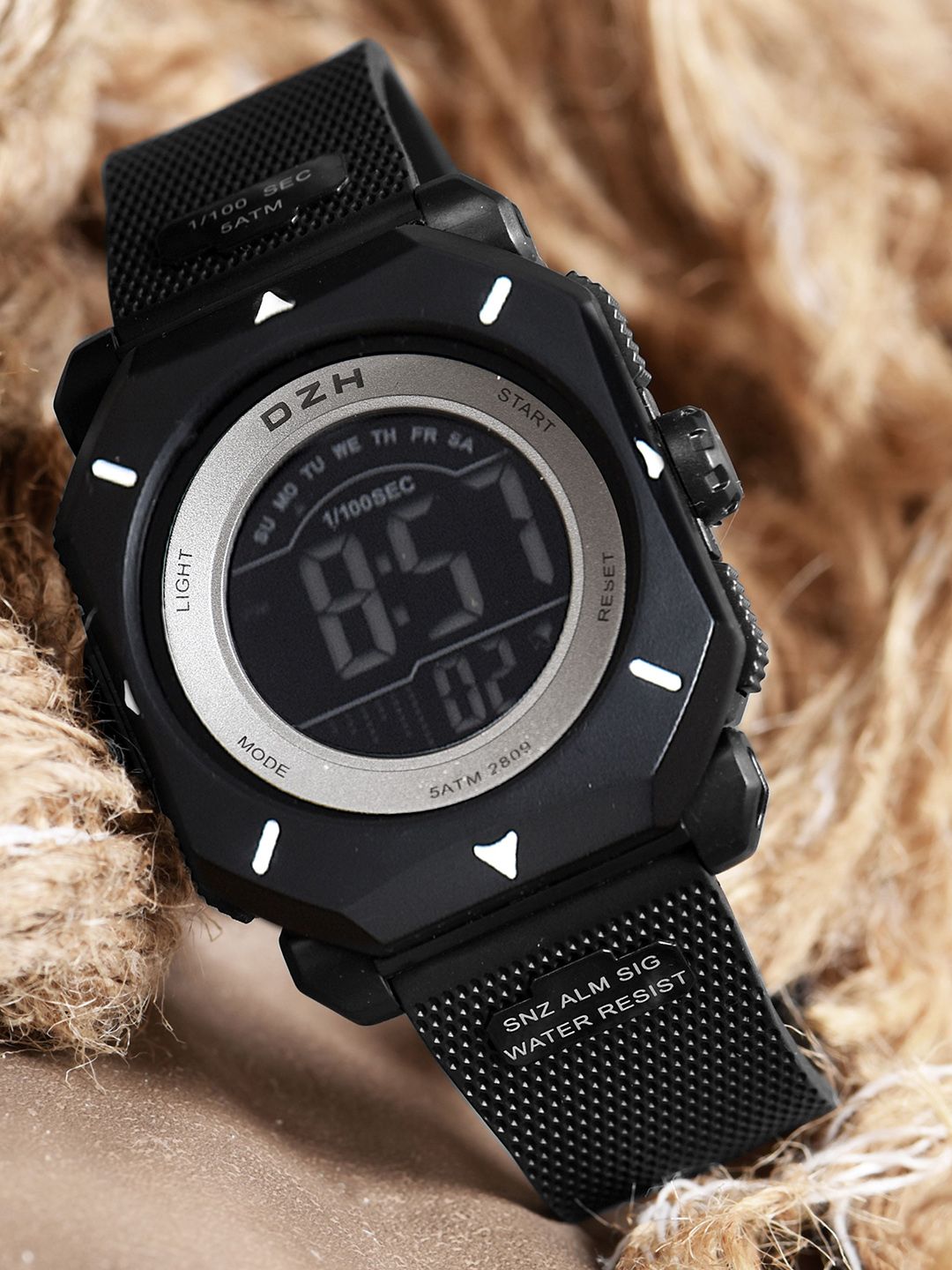 DZH Women Round Dial & Straps Digital Multi Function Watch DZH-2809-Silver-picture-33