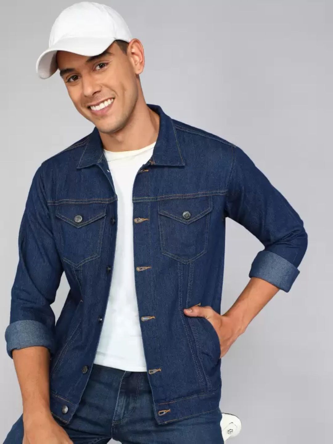 Mevan Men Dark Blue Denim Regular Fit Jacket-image-3