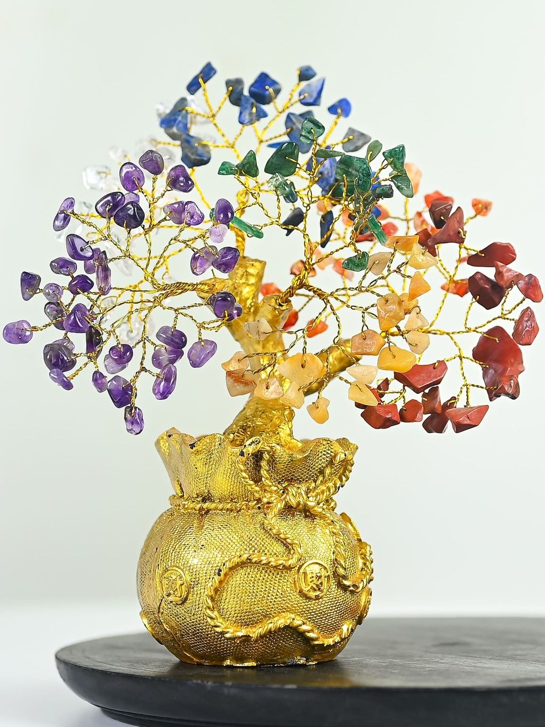 HINDCRAFT Multicoloured Feng Shui Crystals And Gemstones Tree Show Piece-image-41