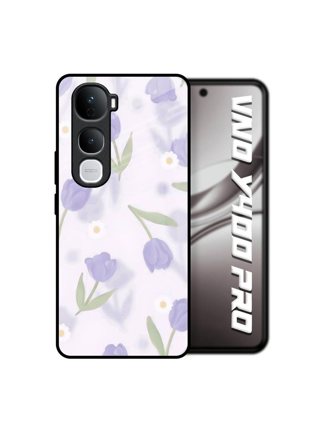 QRIOH Floral Printed Vivo Y400 Pro 5G Glass Back Case Mobile Accessories-picture-36