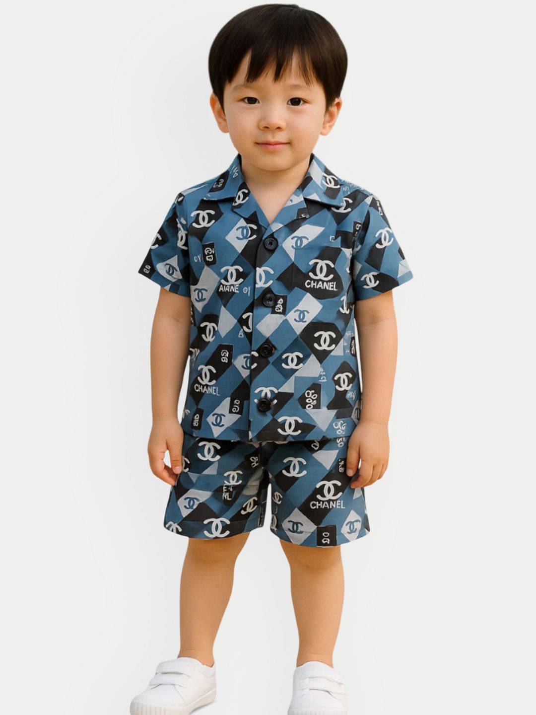 FASHION GRAB Boys Geometric Printed Pure Cotton Shirt With Shorts-picture-12