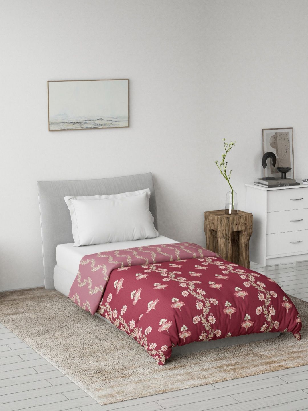 DDecor Red Floral Printed Mild Winter 120 GSM Single Bed Dohar-picture-32