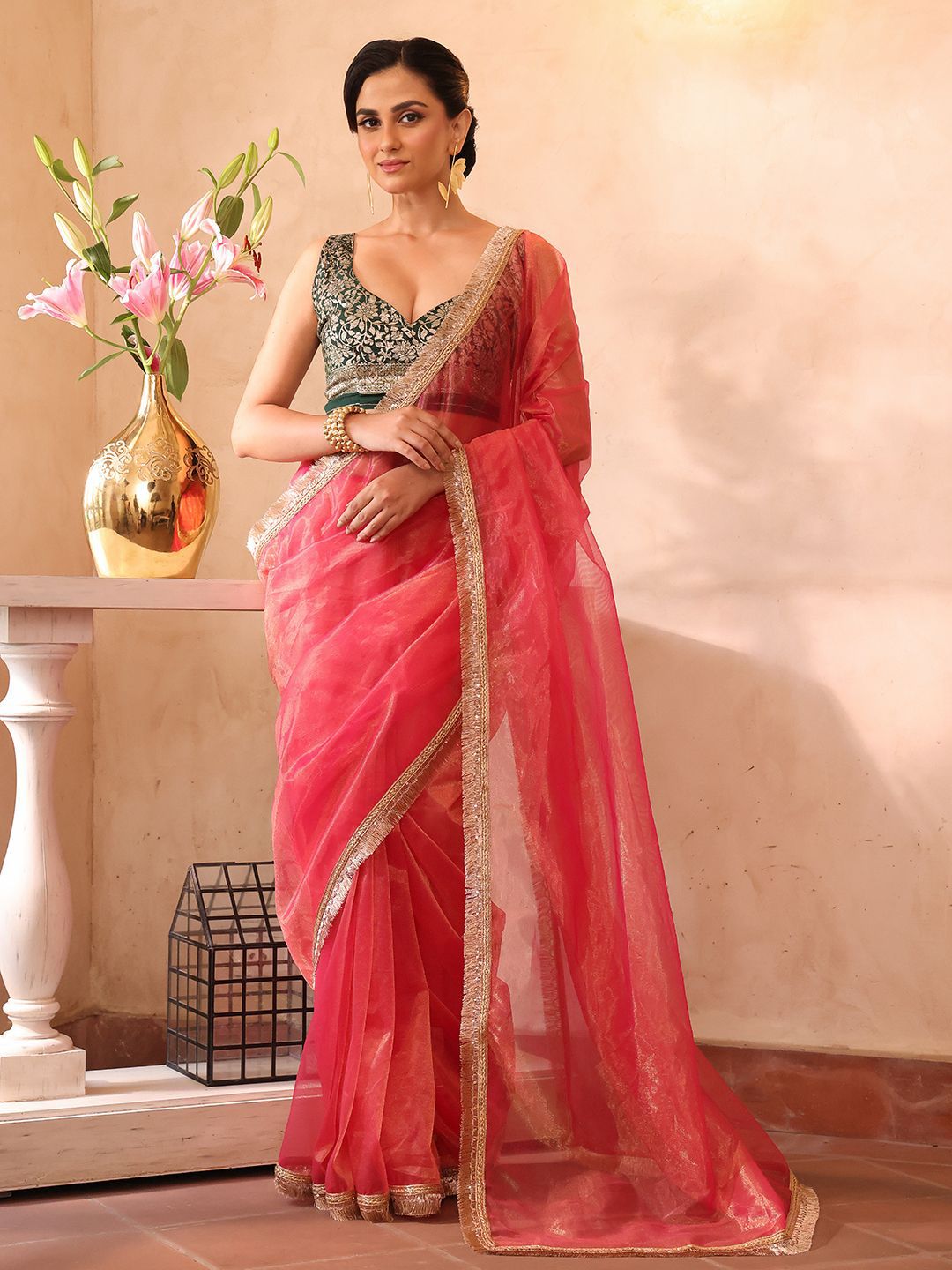 Kalista Embellished Sequinned Organza Saree-image-32