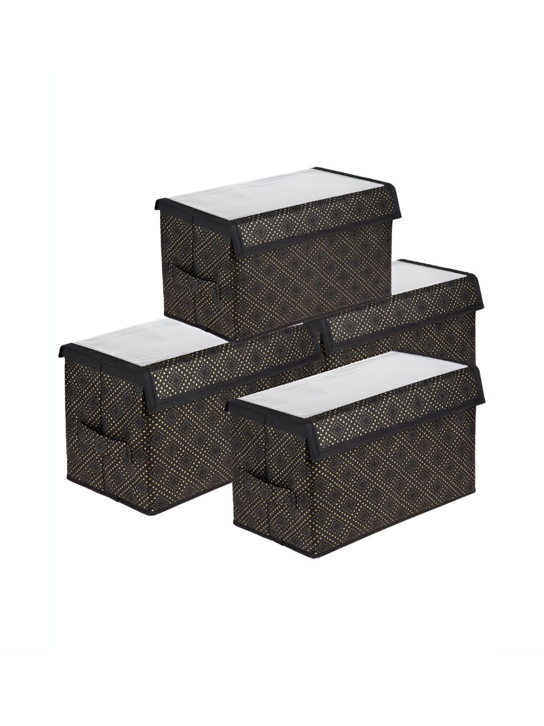Aura Black & White 4 Pieces Printed Fabric Multi-Utility Organisers-image-6