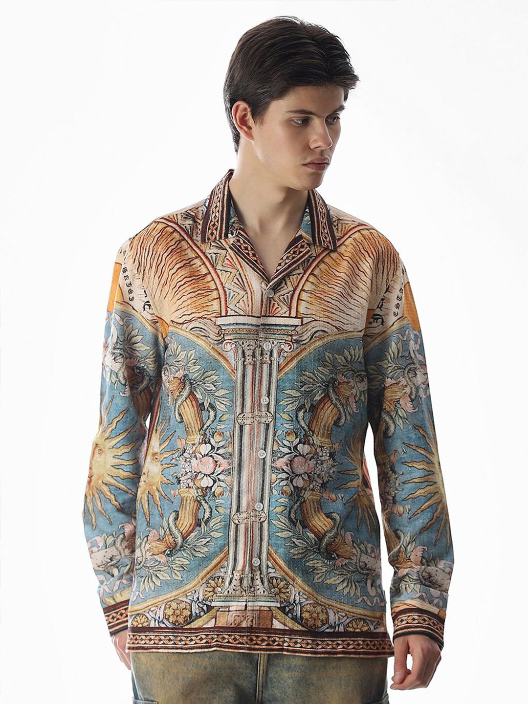 Jack & Jones Men Relaxed Fit Graphic Printed Cuban Collar Cotton Casual Shirt-picture-25