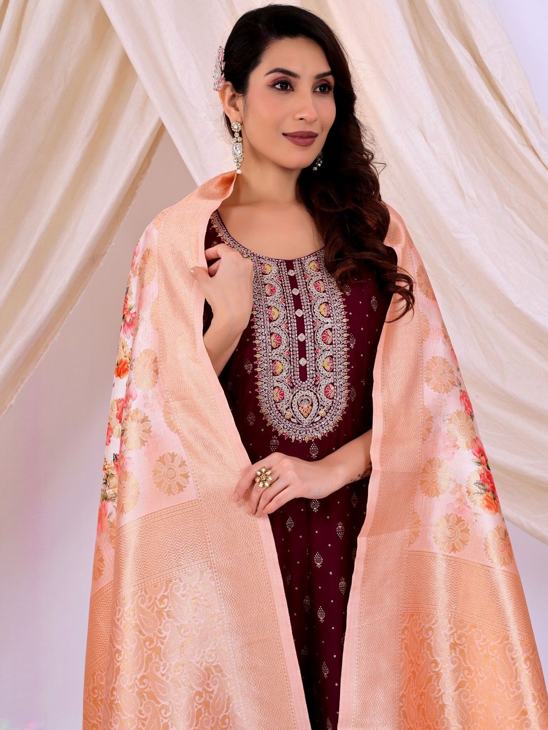 Moda Rapido Ethnic Motifs Silk Blend Woven Design Dupatta-picture-37